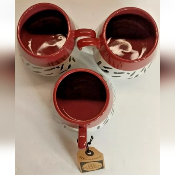 The Old Pottery Company Coffee Mugs Tea Cup 16oz White Black Terracotta Abstract - Picture 2 of 5